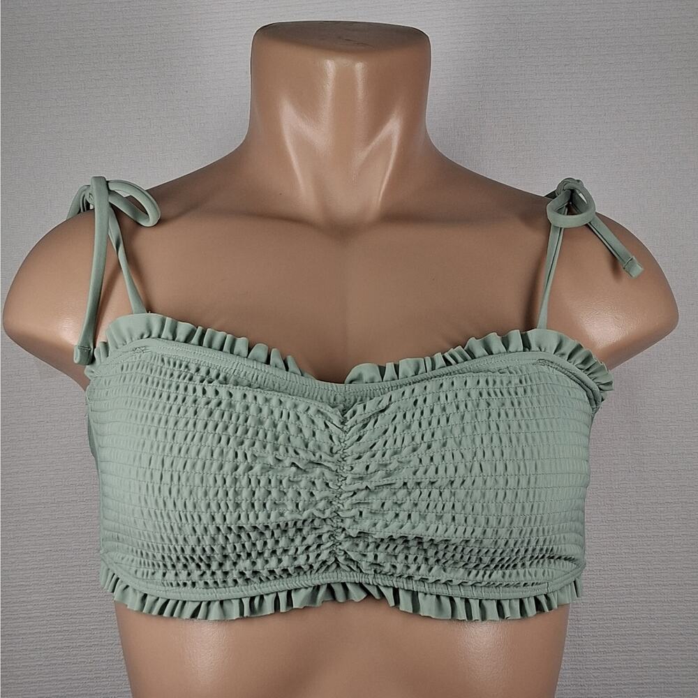Hollister Swim Bikini Bandeau Top Women's Medium Green Strapless or Shoulder